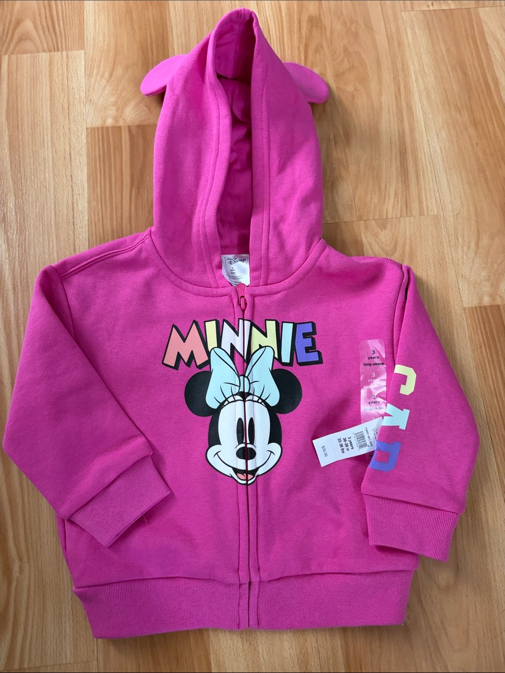 Disney Minnie Mouse Hot Pink Hooded Zip-Up Sweatshirt for Kids